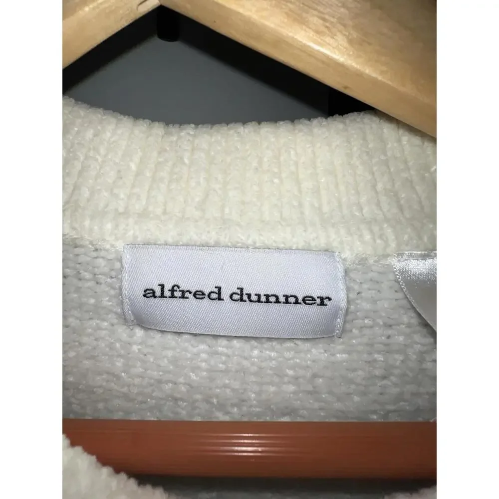 Vintage 1990s Alfred Dunner Cream Knit Collared  Grannycore Sweater Women L‎